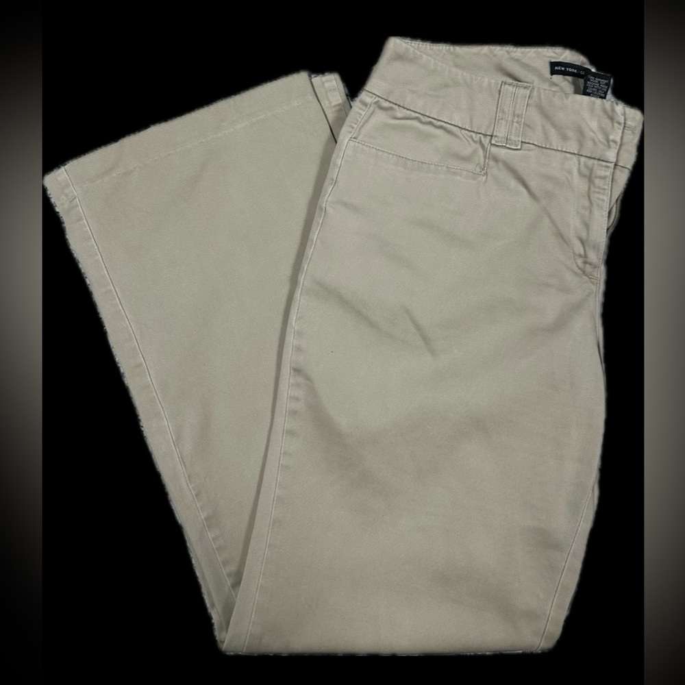 New York and Company Low Waisted Flare Khaki Slacks